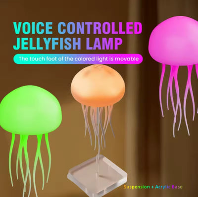 3D Cartoon Dancing Jellyfish Night Light RGB Gradient Cute Jellyfish Bedside Lamp Voice Control Type-C Charging LED Night Lamp