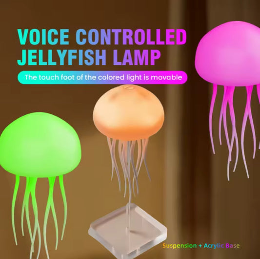3D Cartoon Dancing Jellyfish Night Light RGB Gradient Cute Jellyfish Bedside Lamp Voice Control Type-C Charging LED Night Lamp