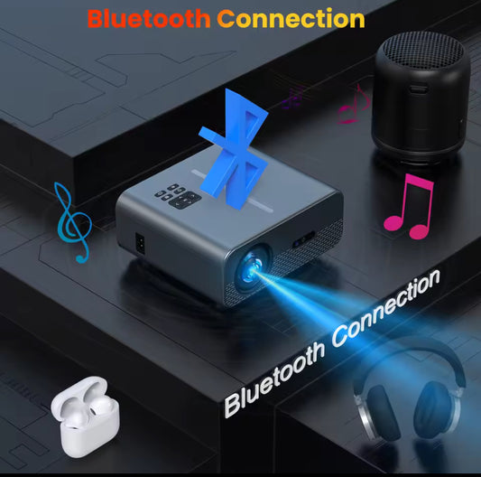 HAPPRUN 1080P Auto Focus Projector,15000Lux,WiFi/Bluetooth,4K Support,6D Keystone, 50% Zoom,Portable, HDMI/USB/AV/PS5 Compatible