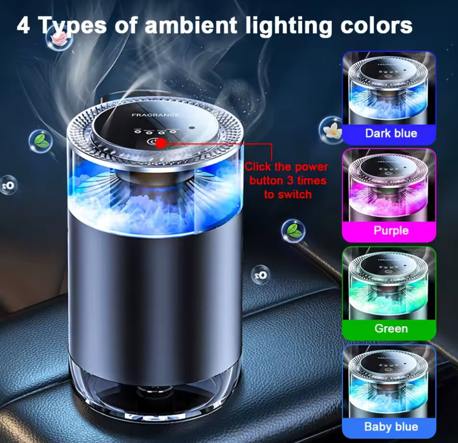 Smart Car Air Aromatherapy Diffuser Rechargeable Car Air Freshener Cloud Mist With Sound Pickup Lamp RGB Light Auto Interior
