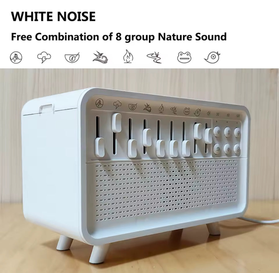 Bluetooth White Noise Machine with Aroma Diffuser,Humidifier & Night Light |8 Natural Sounds,3-Level Dimming for Sleep Therapy