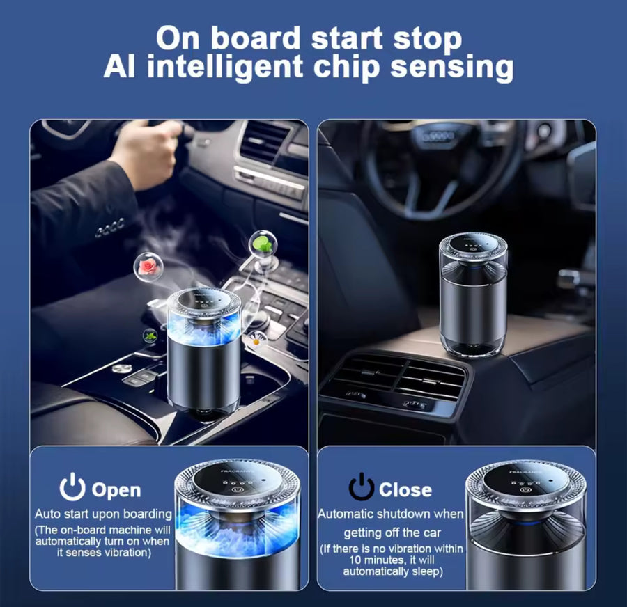 Smart Car Air Aromatherapy Diffuser Rechargeable Car Air Freshener Cloud Mist With Sound Pickup Lamp RGB Light Auto Interior